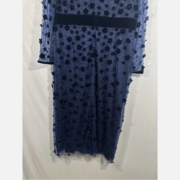 NEW $598 Mac Duggal [ 16 ] Embellished V Neck Illusion Column‎ Midi Dress Blue - Picture 14 of 14